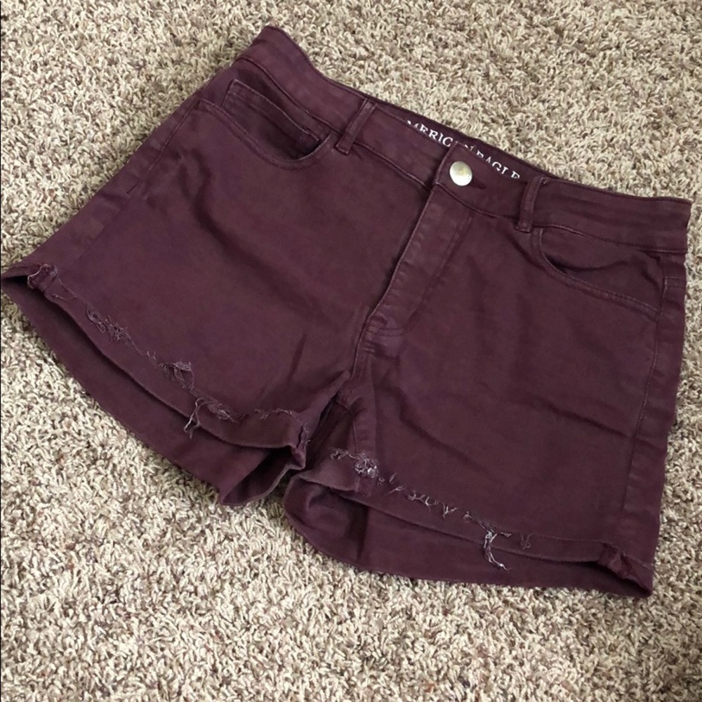 Maroon denim shorts